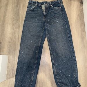 Zara all over rhinestone jeans size 6